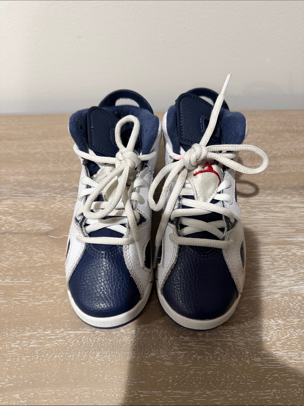 Jordan Kids Navy and White High-Top Sneakers with Red Jumpman